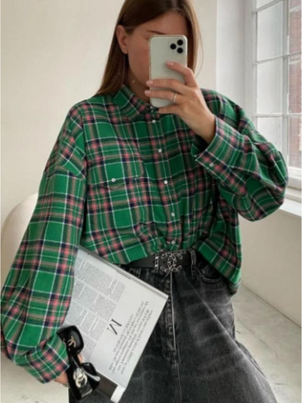 Charlotte Oversized Checked Button-Up Shirt