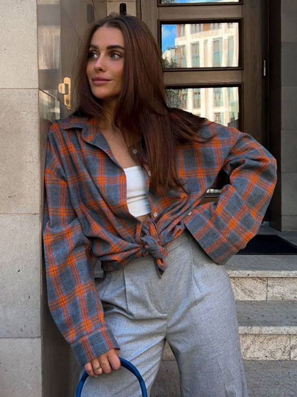 Charlotte Oversized Checked Button-Up Shirt