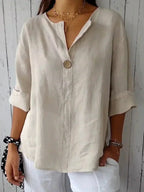 Aveline - Casual V-Neck Blouse (Plus Sizes Available)