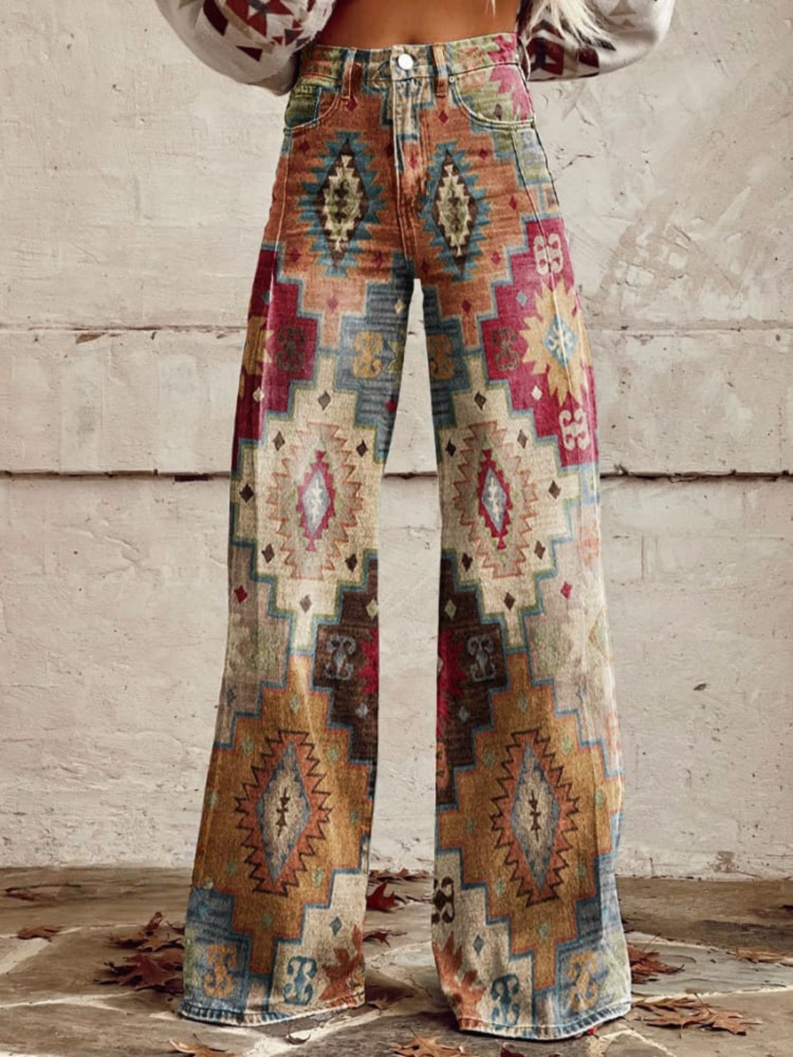 Elvira - Geometric Wide-Leg Trousers