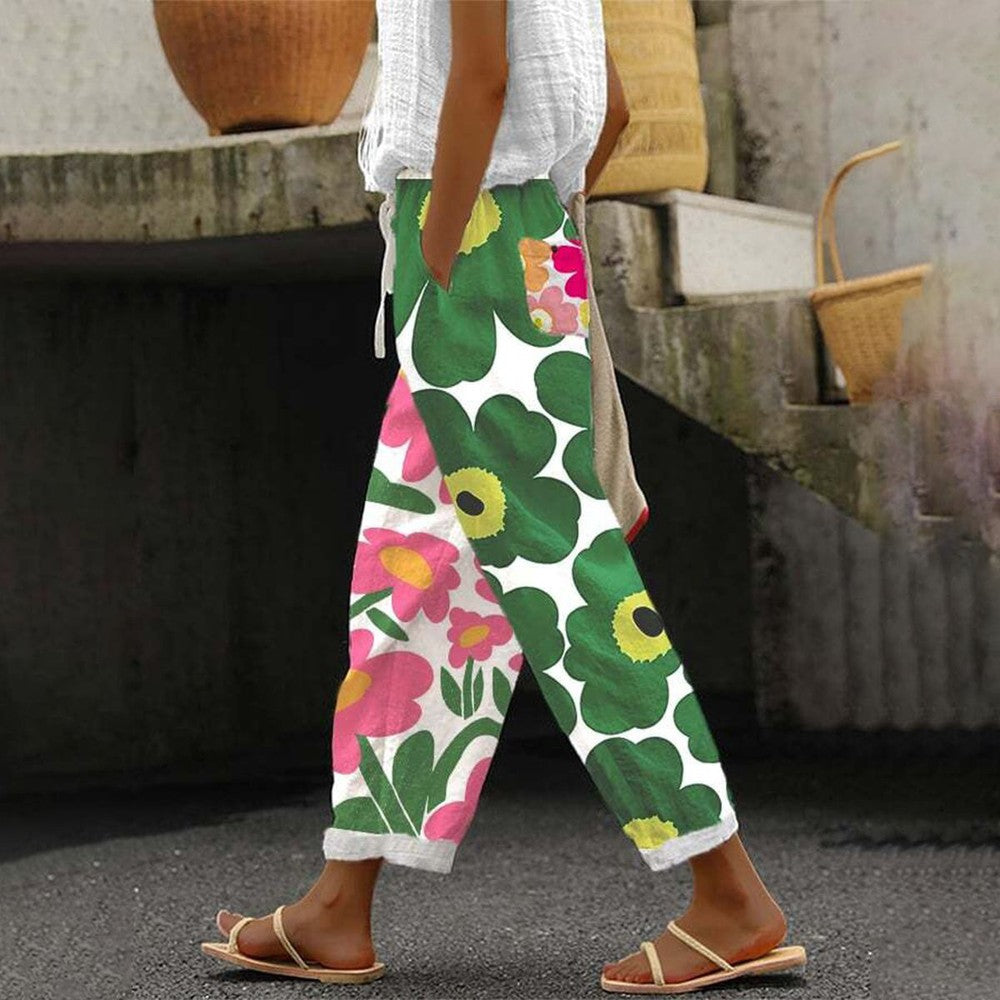 Halle - Comfortable Floral Trousers