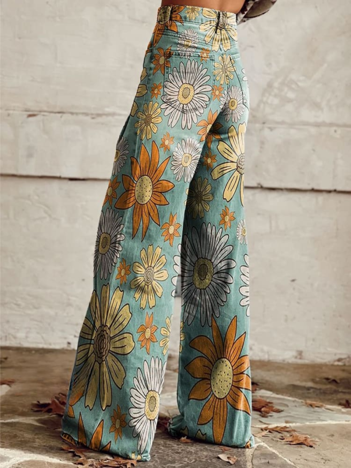 Eloise - Vintage Floral Wide-Leg Trousers (Plus Sizes Available)