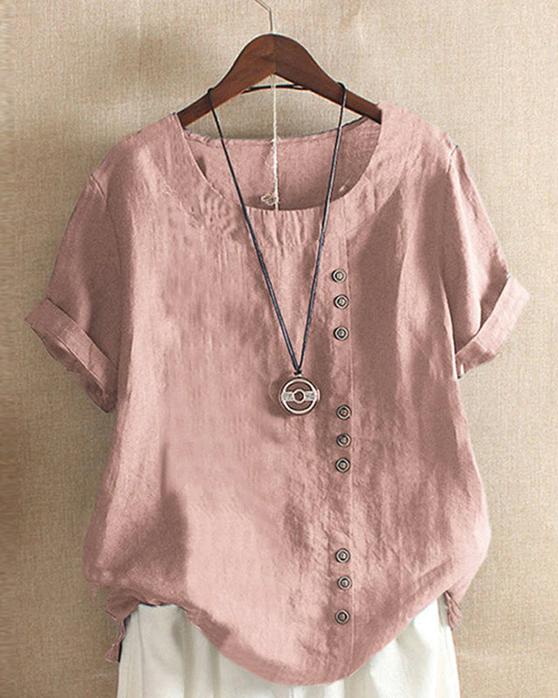 Charlie - Classic Cotton-Linen Crew Neck Tee