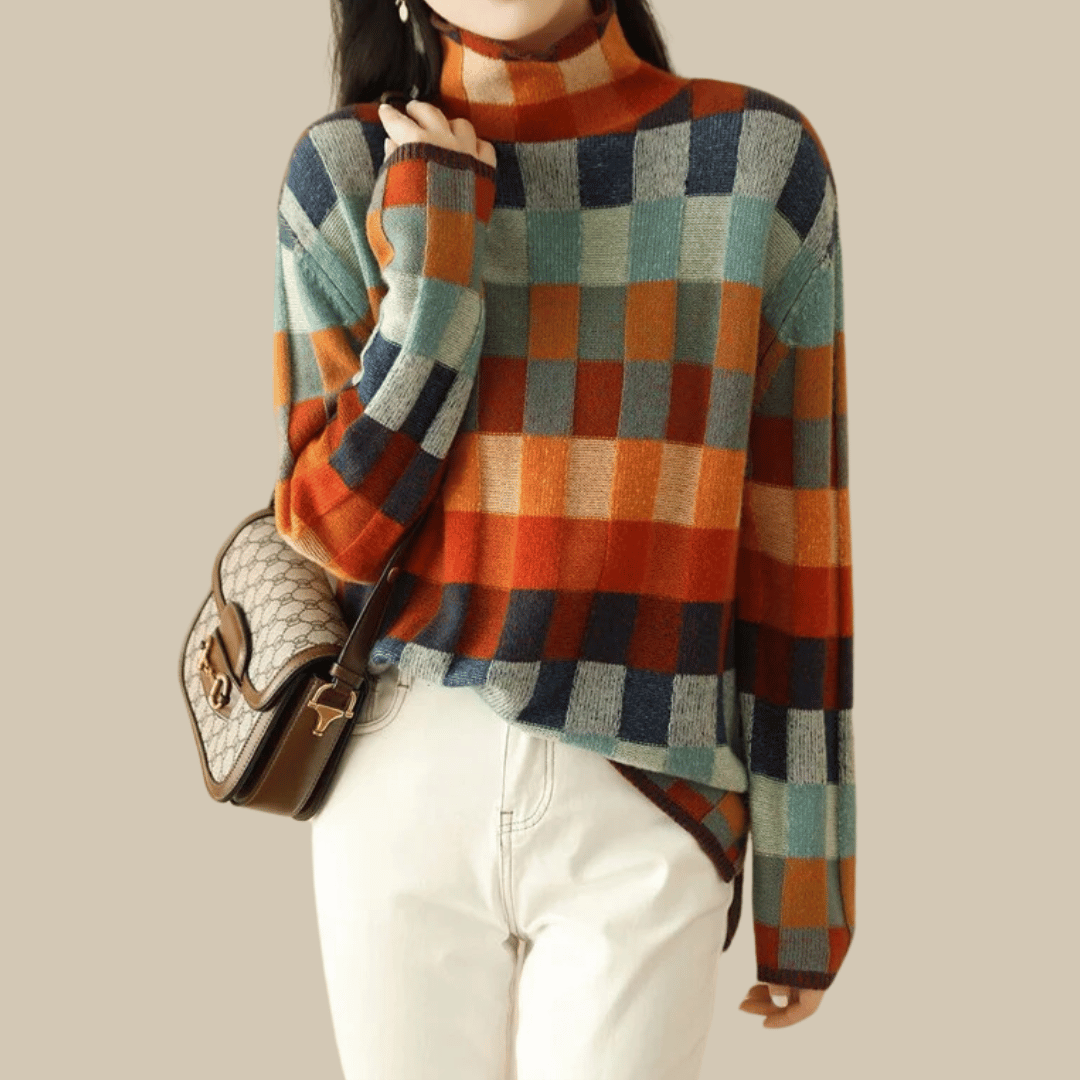 Bethany - Patchwork Turtleneck Jumper