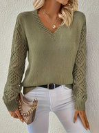 Jemma - Modern V-Neck Jumper with Cut-Outs