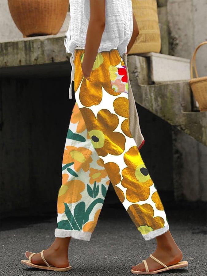 Halle - Comfortable Floral Trousers