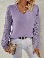 Jemma - Modern V-Neck Jumper with Cut-Outs