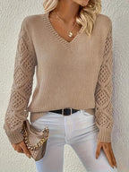 Jemma - Modern V-Neck Jumper with Cut-Outs