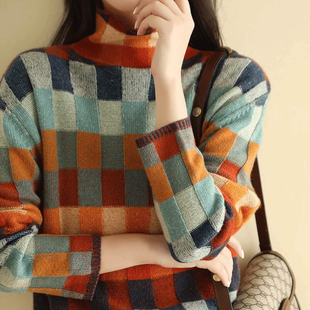 Bethany - Patchwork Turtleneck Jumper