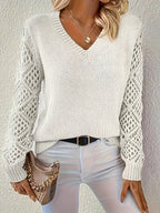 Jemma - Modern V-Neck Jumper with Cut-Outs