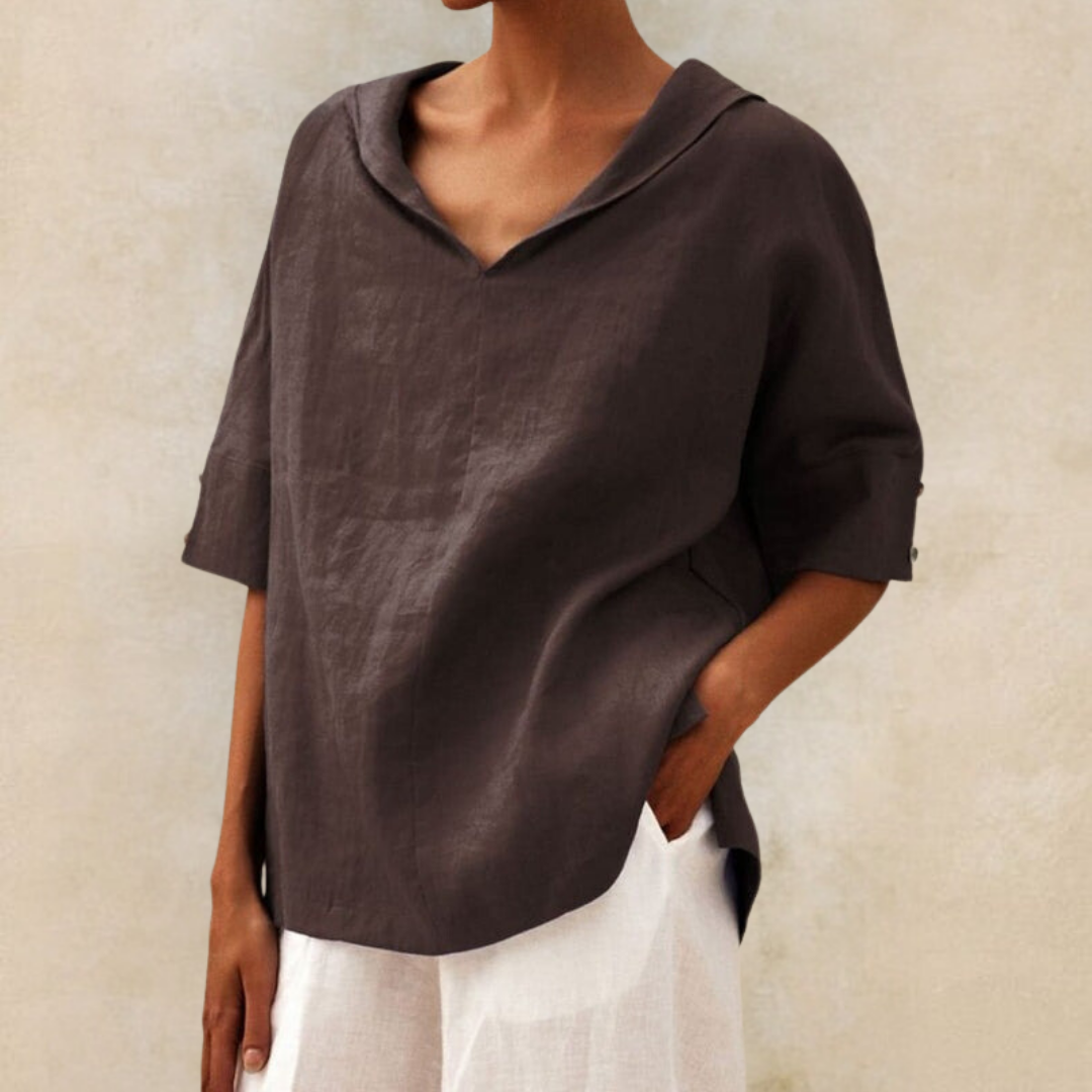 Kate - Casual Linen V-Neck Shirt
