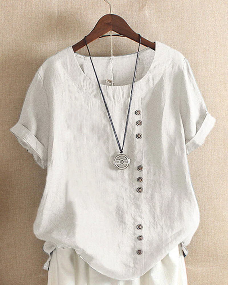 Charlie - Classic Cotton-Linen Crew Neck Tee