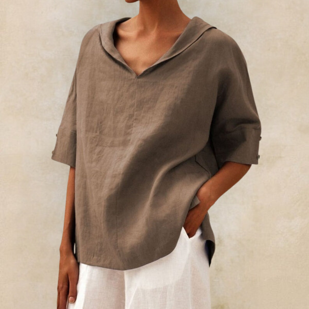 Kate - Casual Linen V-Neck Shirt