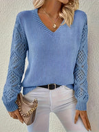 Jemma - Modern V-Neck Jumper with Cut-Outs