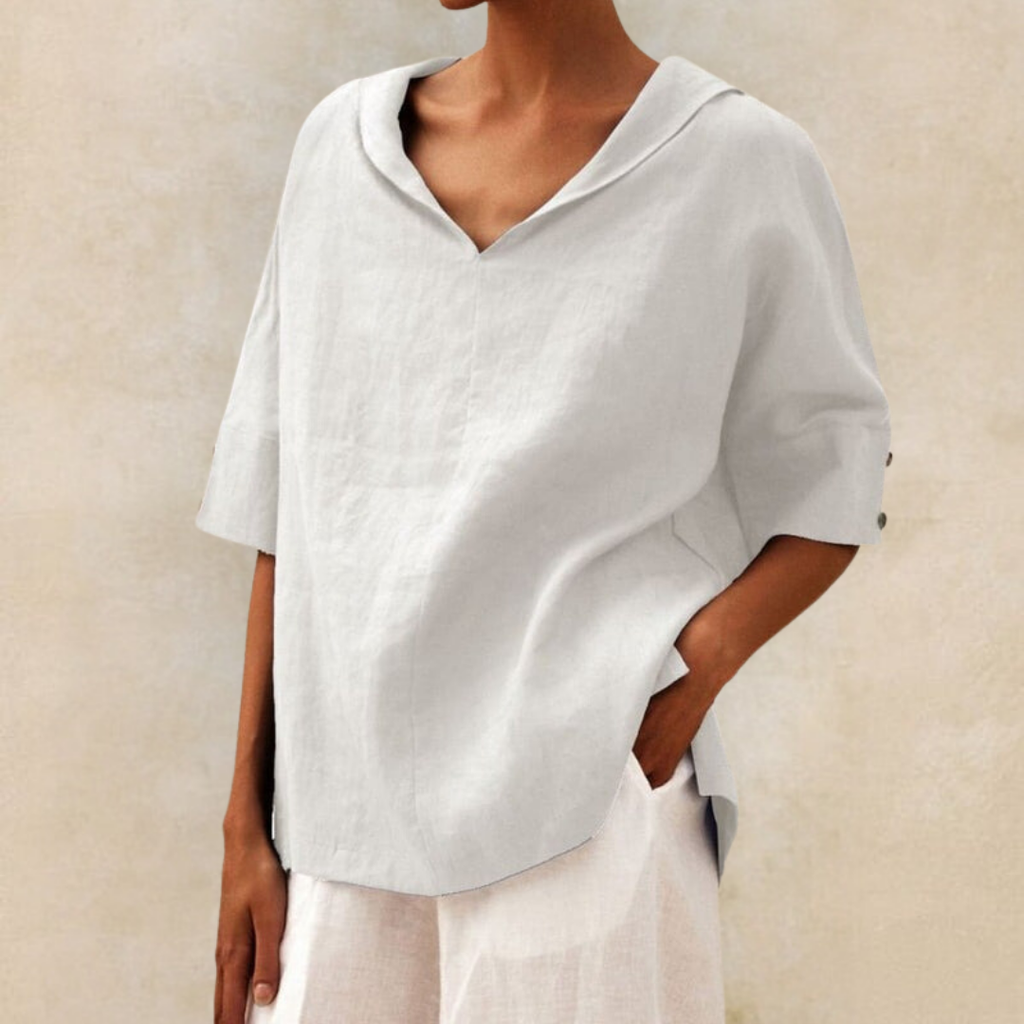 Kate - Casual Linen V-Neck Shirt
