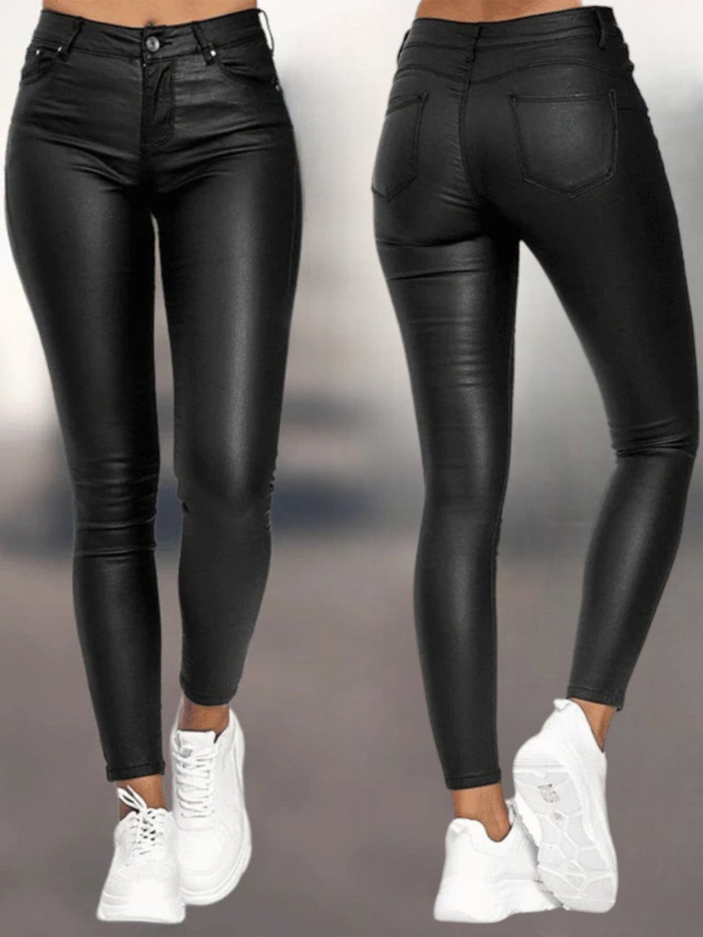 Mackenzie - Faux Leather Slim-Fit Trousers