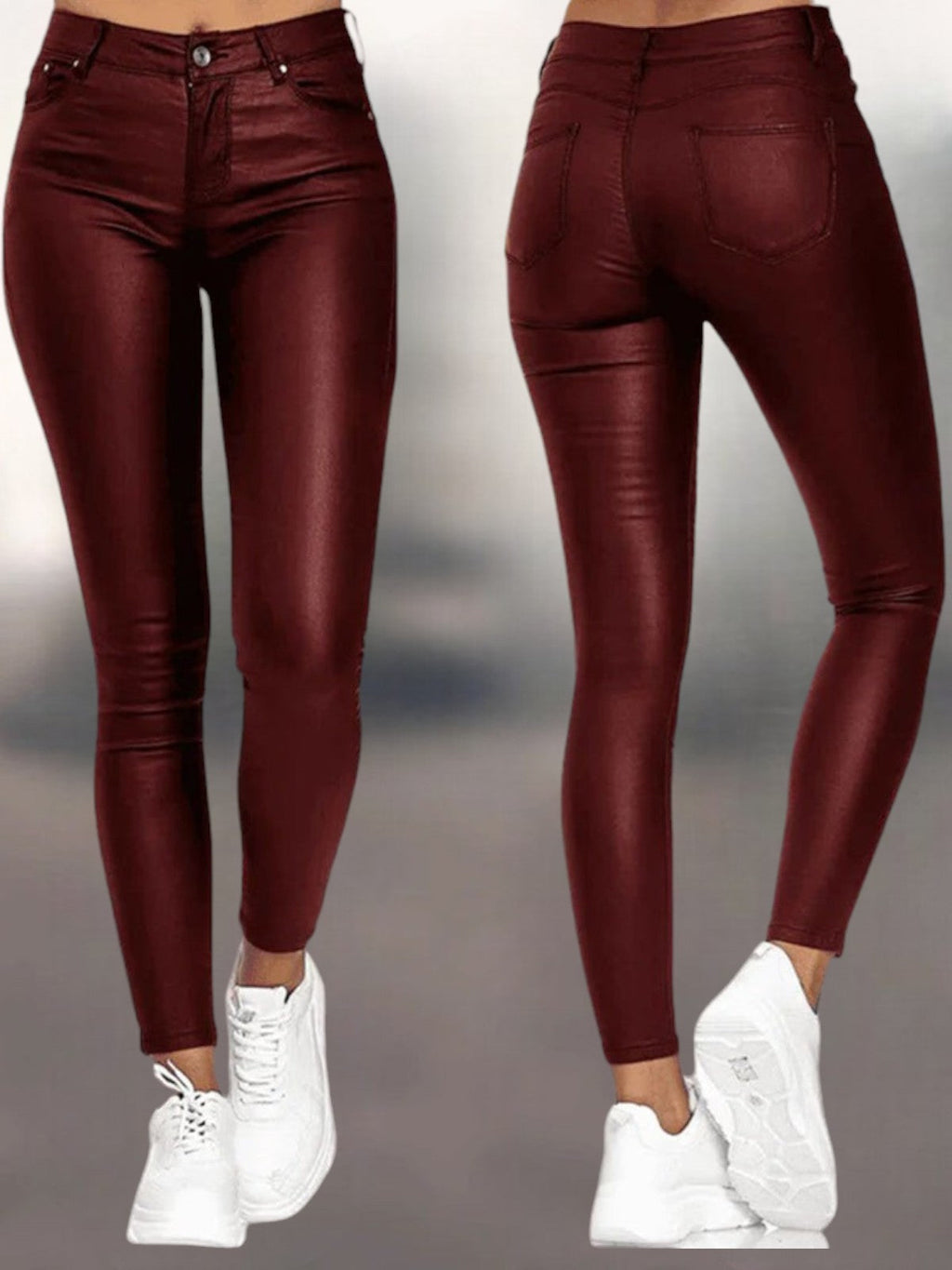 Mackenzie - Faux Leather Slim-Fit Trousers