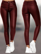 Mackenzie - Faux Leather Slim-Fit Trousers