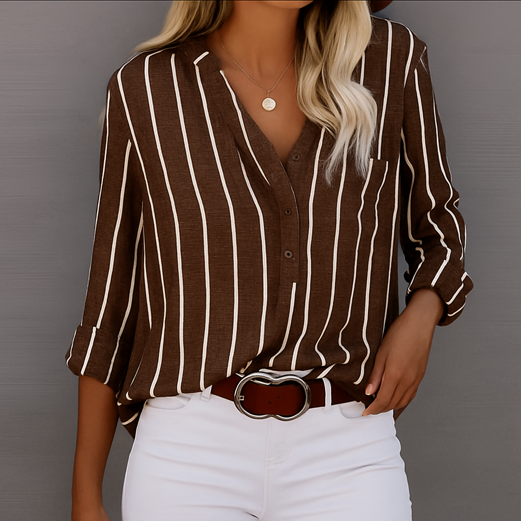 Ellie - Striped Relaxed-Fit Button-Up Shirt