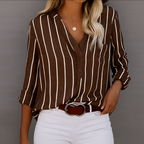 Ellie - Striped Relaxed-Fit Button-Up Shirt