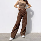 Lydia - Women's Ribbed Wide-Leg Trousers