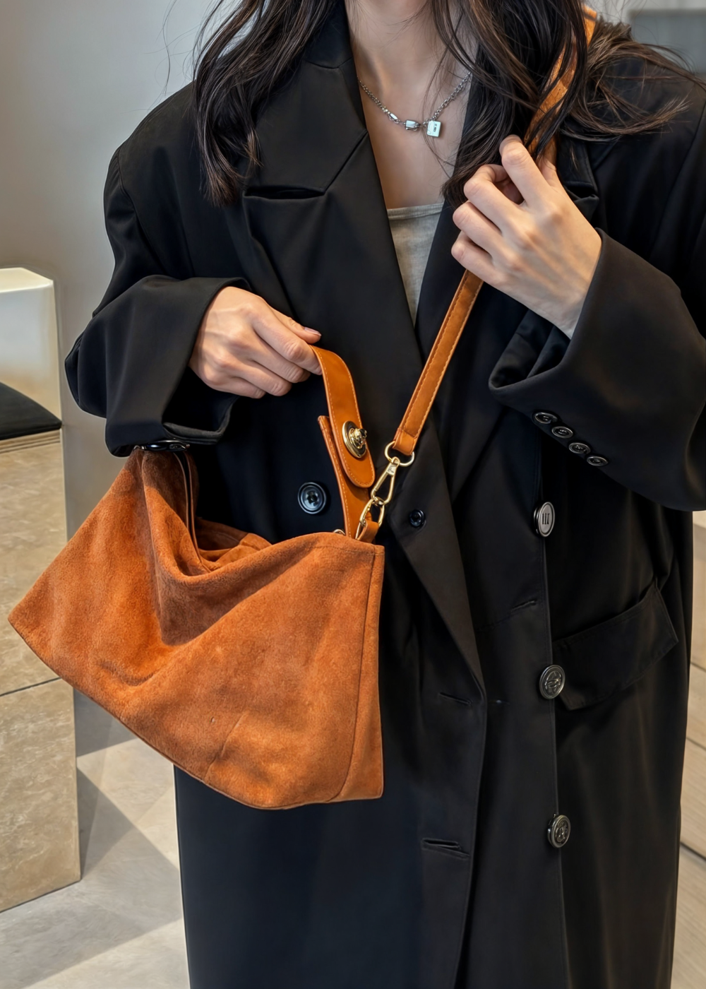 Luna Faux Suede Bag MM