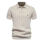 Lorenzo | Premium Woven-Stripe Polo Shirt