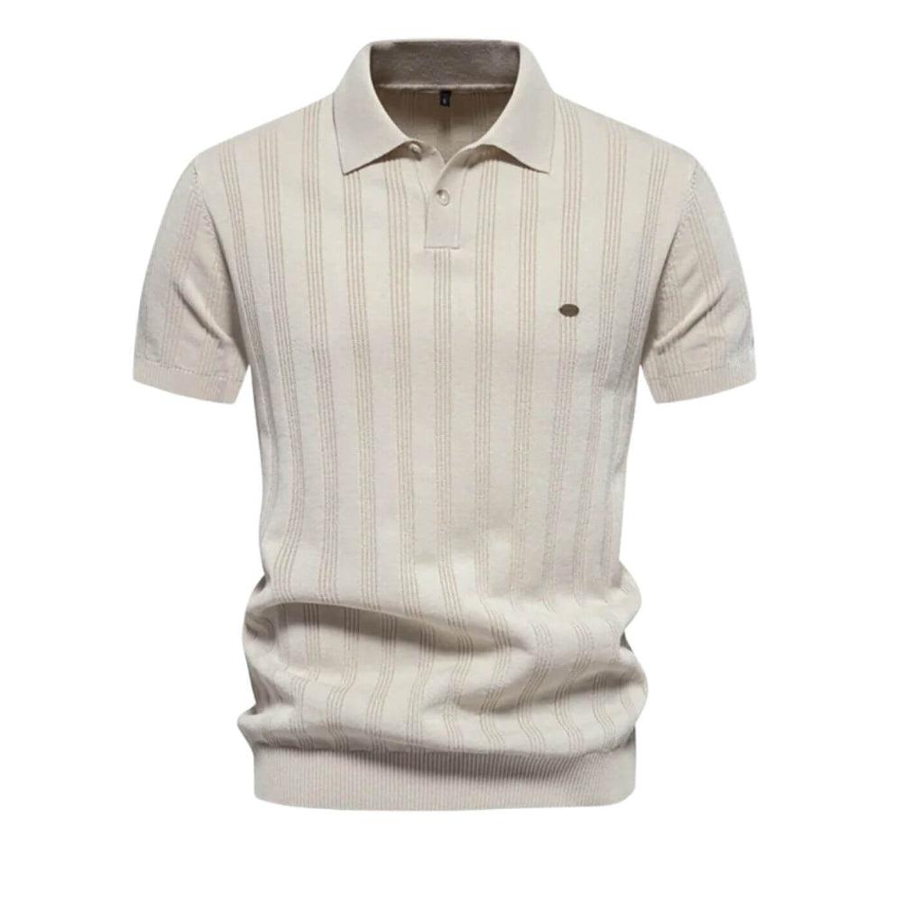 Lorenzo | Premium Woven-Stripe Polo Shirt