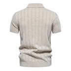 Lorenzo | Premium Woven-Stripe Polo Shirt