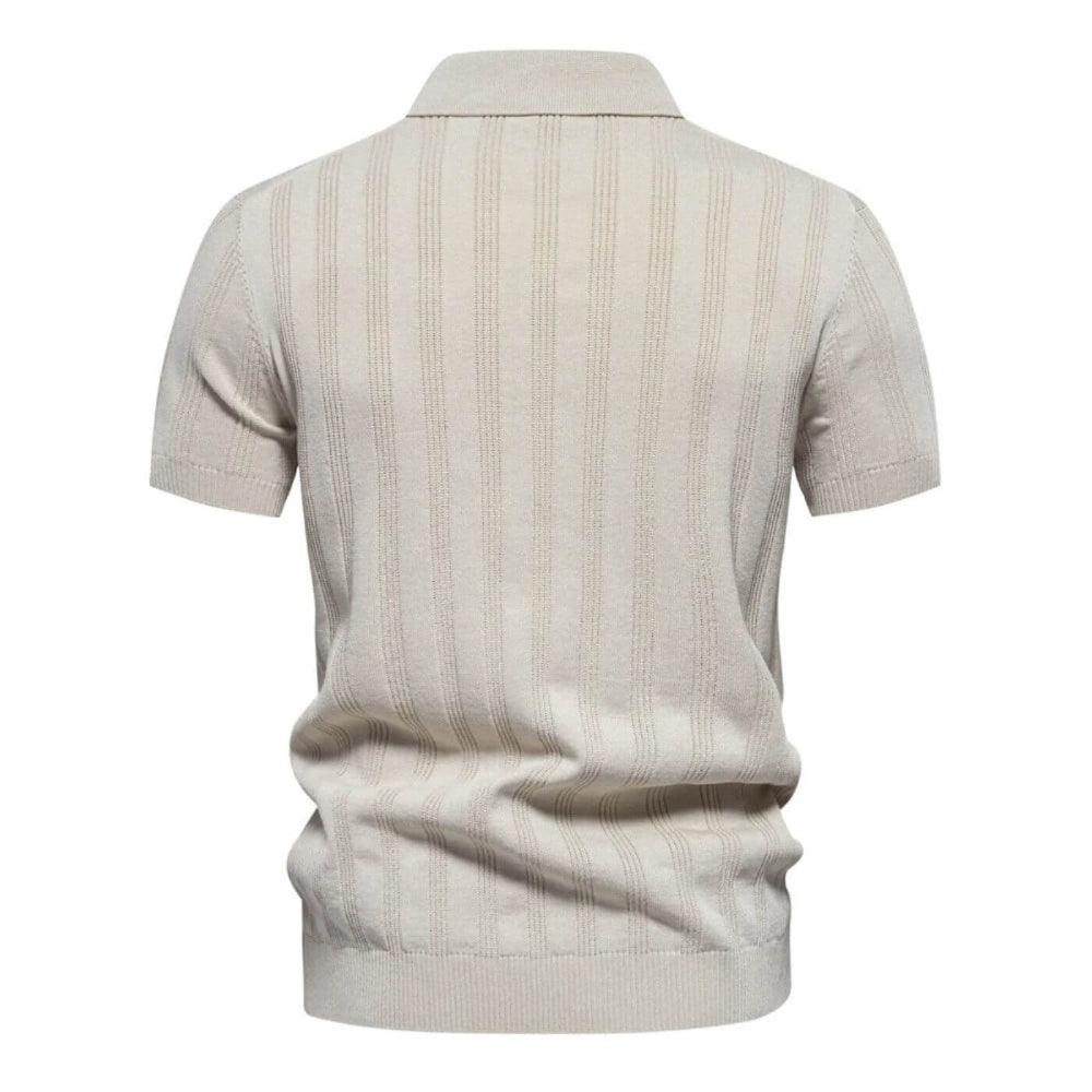 Lorenzo | Premium Woven-Stripe Polo Shirt