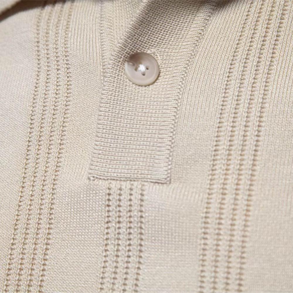 Lorenzo | Premium Woven-Stripe Polo Shirt