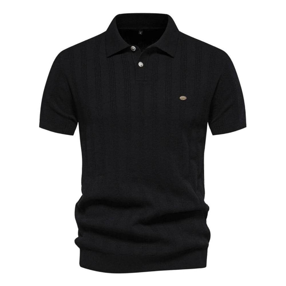 Lorenzo | Premium Woven-Stripe Polo Shirt