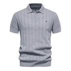 Lorenzo | Premium Woven-Stripe Polo Shirt