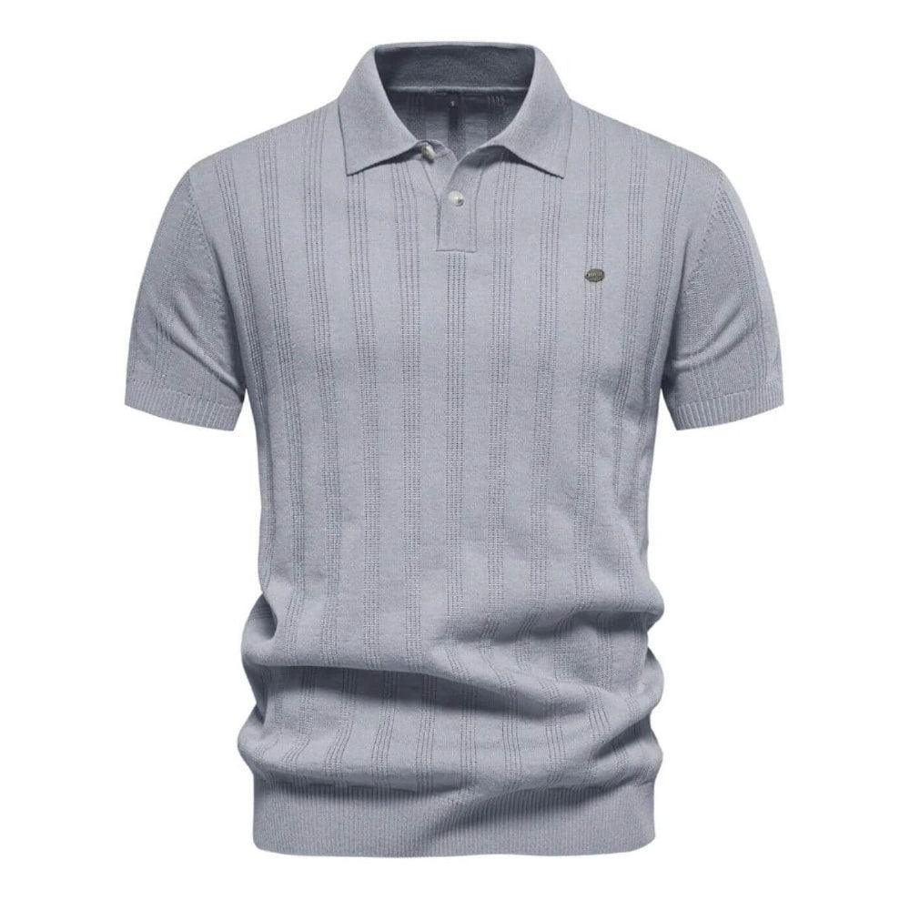 Lorenzo | Premium Woven-Stripe Polo Shirt