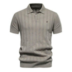 Lorenzo | Premium Woven-Stripe Polo Shirt