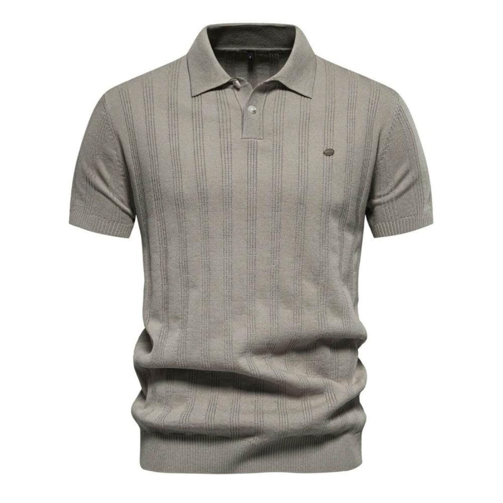 Lorenzo | Premium Woven-Stripe Polo Shirt