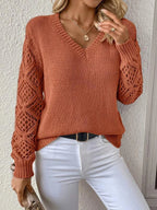 Jemma - Modern V-Neck Jumper with Cut-Outs