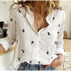 Scarlett - Relaxed Button-Up Blouse with Bird Print