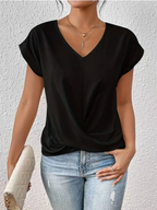 Alana - Pleated V-Neck Blouse