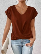 Alana - Pleated V-Neck Blouse