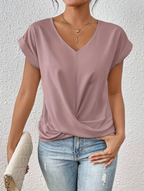 Alana - Pleated V-Neck Blouse