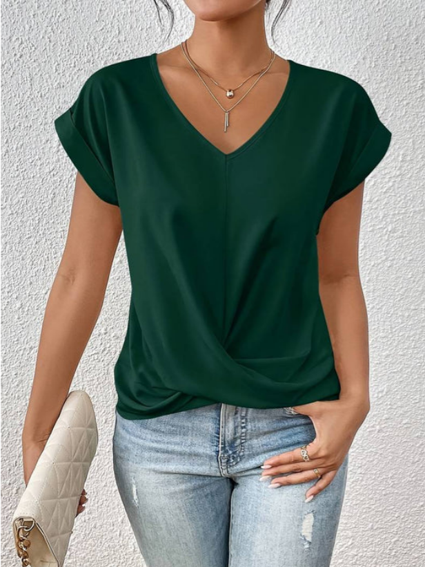 Alana - Pleated V-Neck Blouse
