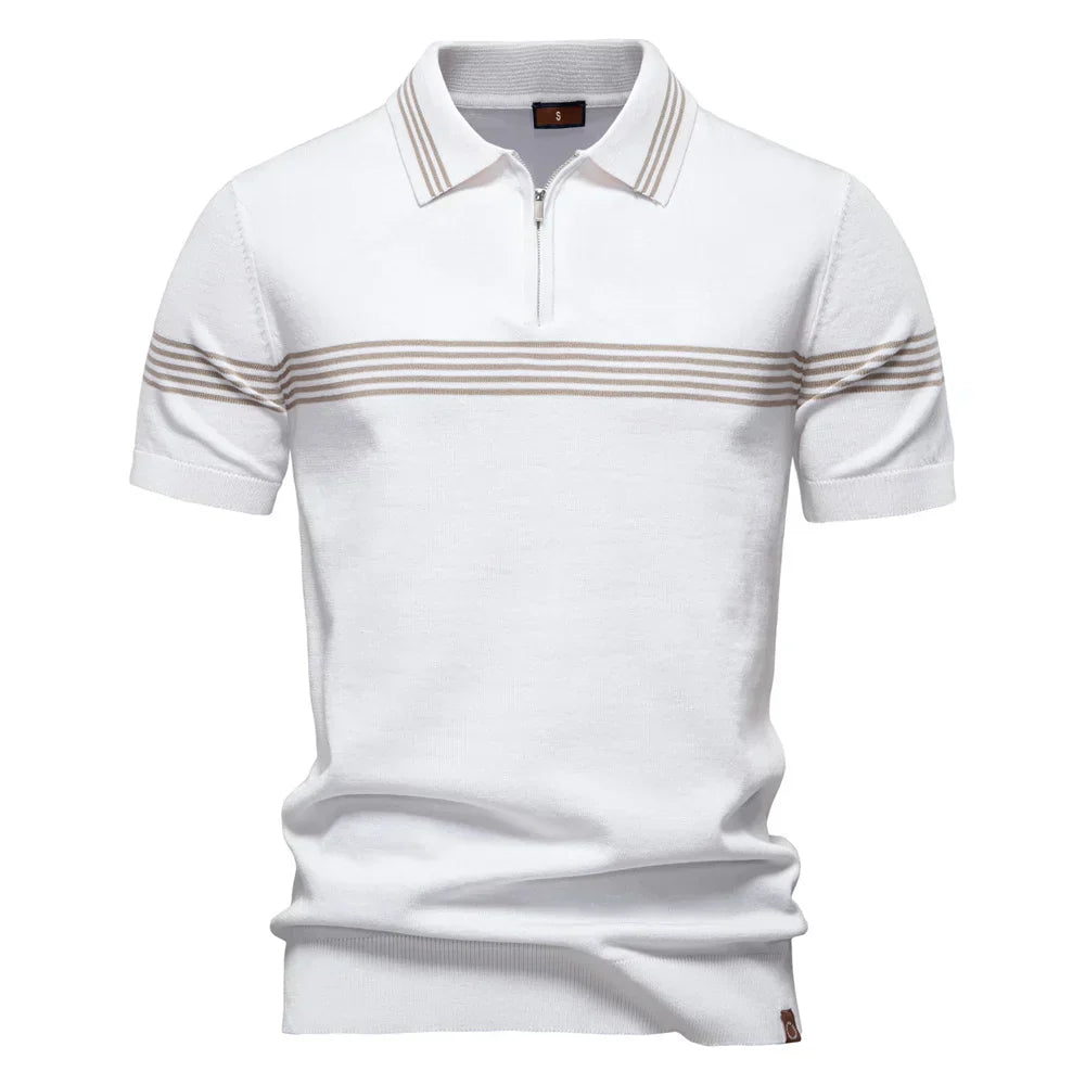 StripeEase | Breathable Striped Polo Shirt