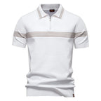 StripeEase | Breathable Striped Polo Shirt