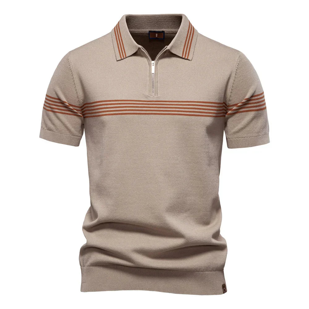 StripeEase | Breathable Striped Polo Shirt