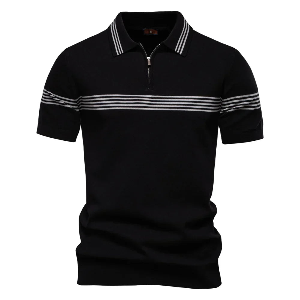 StripeEase | Breathable Striped Polo Shirt