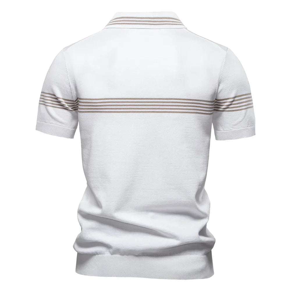 StripeEase | Breathable Striped Polo Shirt