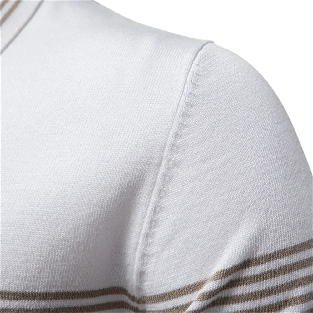 StripeEase | Breathable Striped Polo Shirt