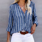 Ellie - Striped Relaxed-Fit Button-Up Shirt