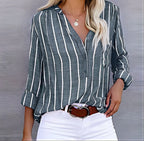 Ellie - Striped Relaxed-Fit Button-Up Shirt